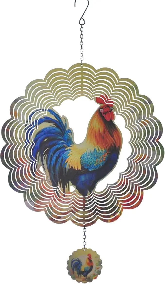 Rooster Wind Spinners 3D Hanging Wind Spinner Outdoor Clearance for Yard and Garden Decor 12inch Chicken Gifts for Women Mom by GreenHaven Gardens