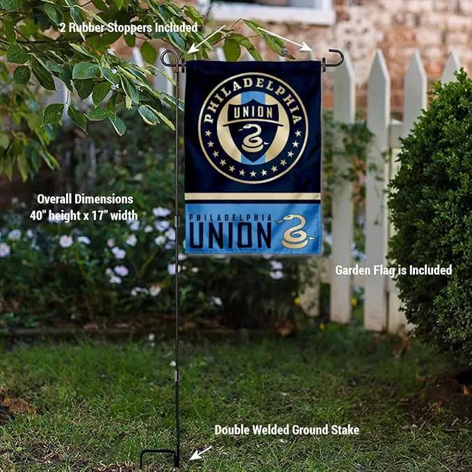 WinCraft Philadelphia Union Garden Flag with Stand Pole Holder by GreenHaven Gardens