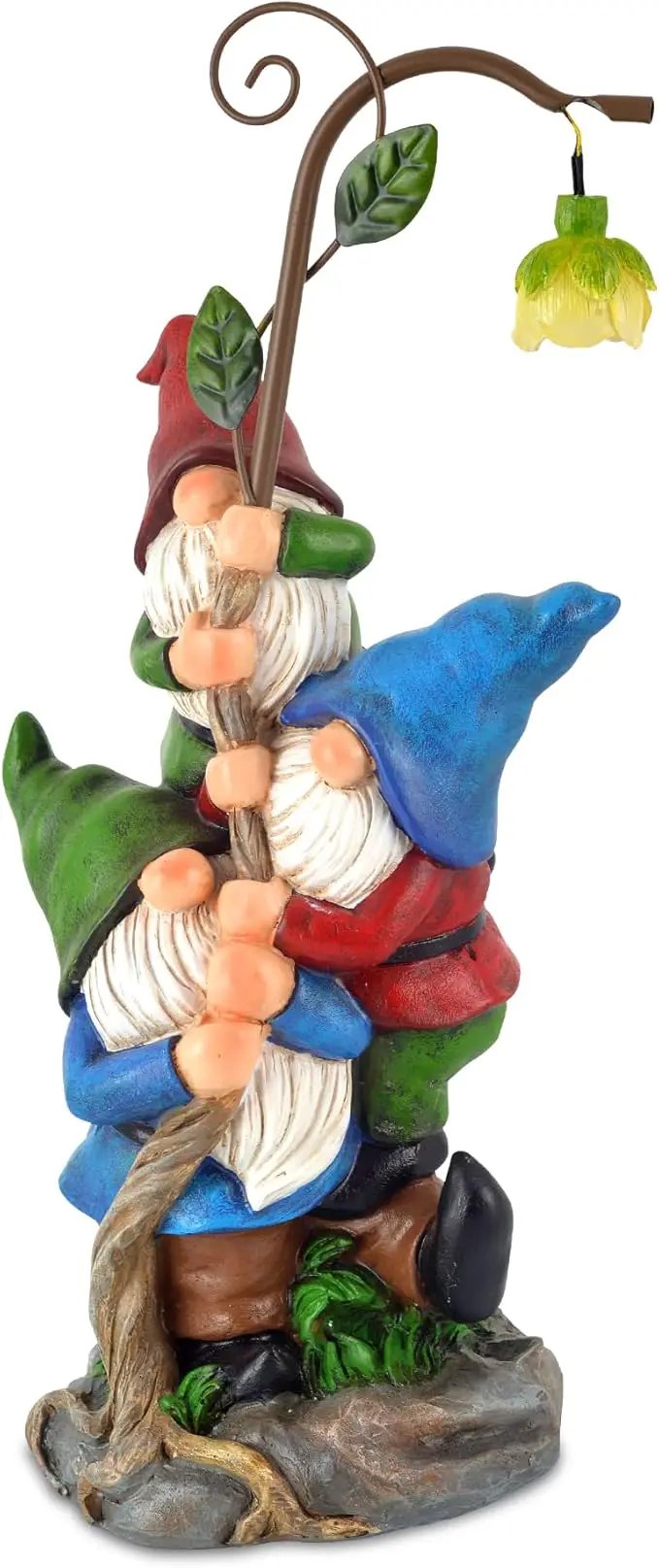 Gnome Figurine Garden Decor, Solar Resin Gnomes Outdoor Statue, Funny Gnome Gift Sculpture Decoration for Home Patio Yard Lawn Porch Ornament by GreenHaven Gardens