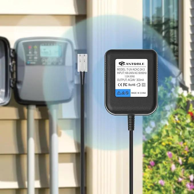 ANTOBLE Sprinkler System Power Supply Transformer 24V 300mA Irrigation Timers System Power Cord Replacement Part AC Adapter Charger Indoor Sprinkler Controller Irrigation System Accessories by GreenHaven Gardens