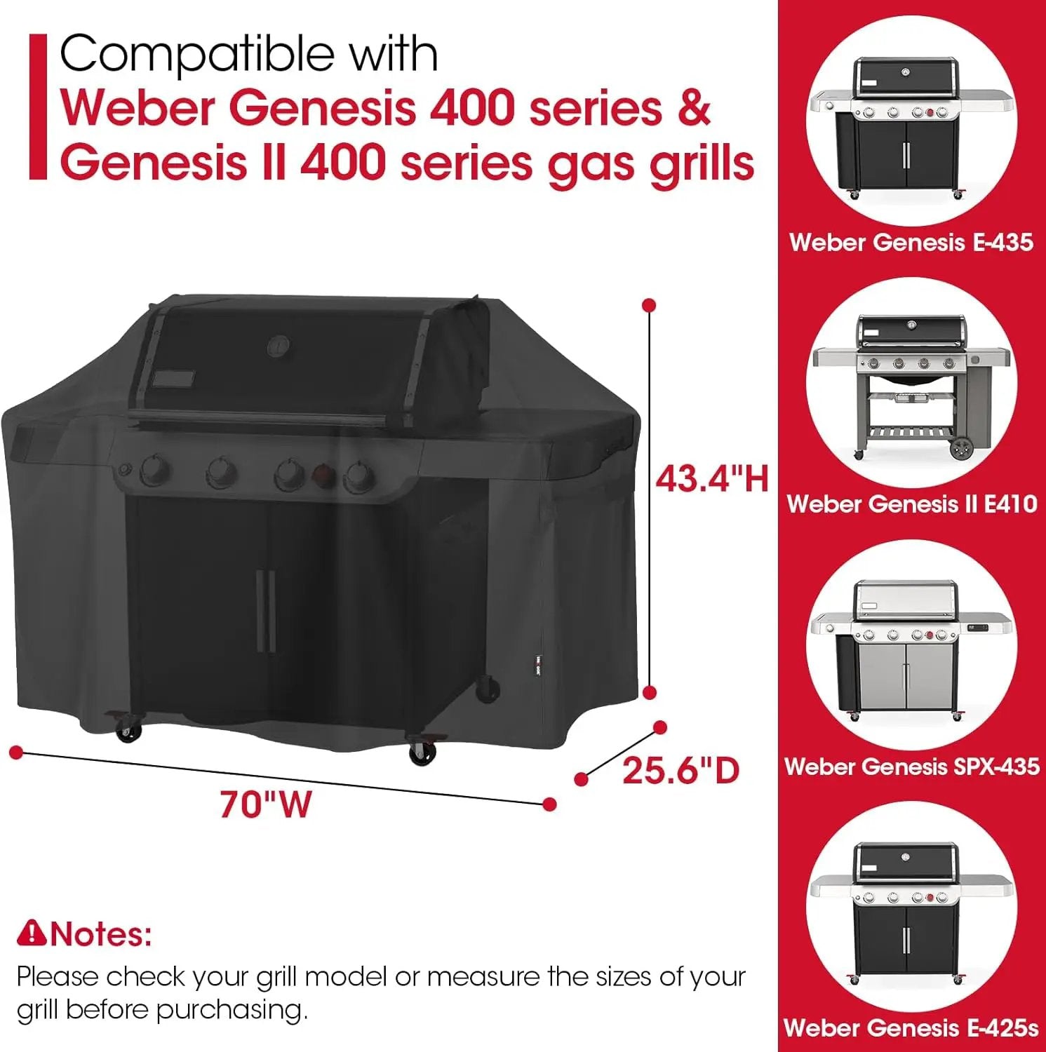 Unicook Grill Cover Compatible with Weber Genesis 400 Series, Heavy Duty Waterproof Outdoor BBQ Cover, Fade Resistant Barbecue Protector, Compared to Weber 7758, Fits Grills up to 69 Inches Wide by GreenHaven Gardens