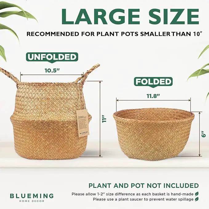 Plant Basket – Large Wicker Indoor Planter for Artificial Olive Tree Pot, 9-10 Inch Woven Baskets for Faux House Plants (Original, Large) by GreenHaven Gardens