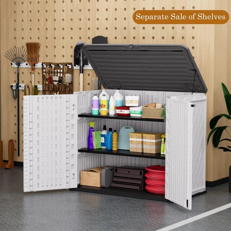 ZZM 4x3FT Heavy-Duty Outdoor Storage Shed | 34 Cu.Ft Waterproof Resin Cabinet with Double-Wall | UV-Resistant & Lockable for Garden Tools, Bikes, Patio Furniture (Wood Grain Texture) by GreenHaven Gardens
