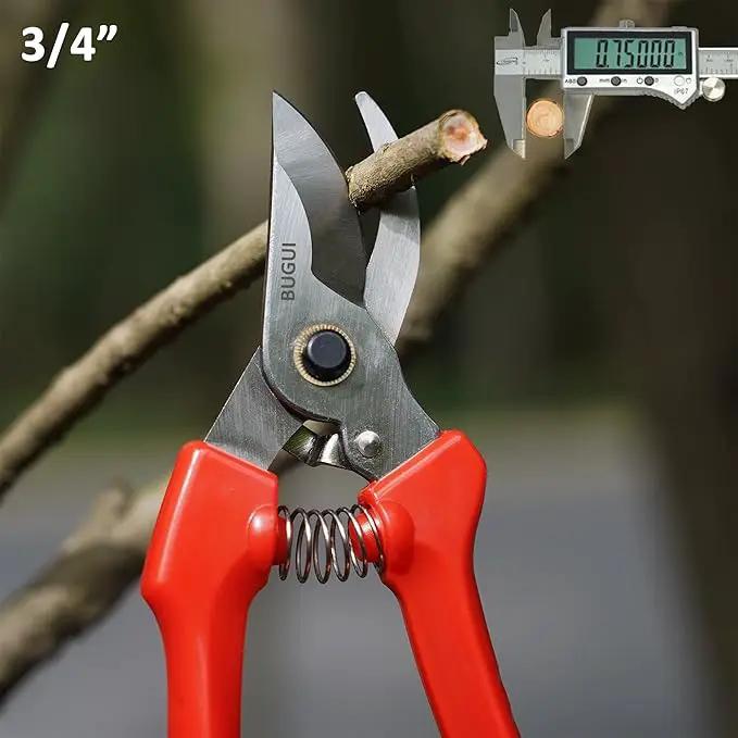 BUGUI Pruning Shears Garden Shears - Premium Alloy Steel Bypass Pruner, Precision-ground Blades, Heavy Duty Gardening Tools, 7" (H201) by GreenHaven Gardens