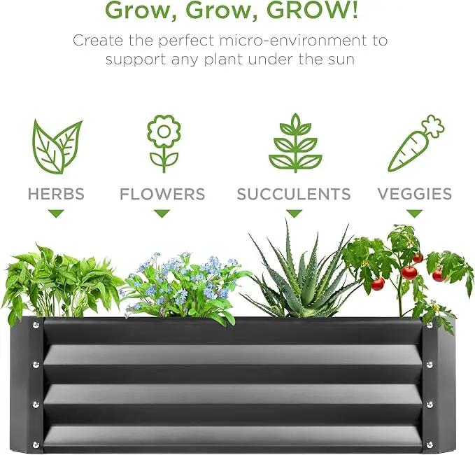 Best Choice Products 6x3x1ft Outdoor Metal Raised Garden Bed Box Vegetable Planter for Vegetables, Flowers, Herbs, and Succulents - Dark Gray by GreenHaven Gardens