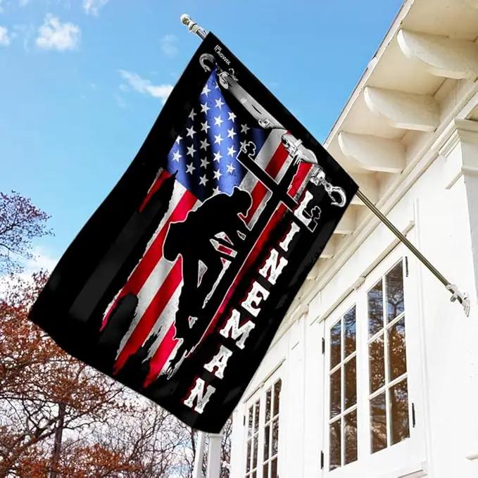 Flags-Lineman Flag MLH896F, Garden Flag (11.5" x 17.5")-USA House Garden Flags Premium Polyester-Decorative Outdoor Flags by GreenHaven Gardens