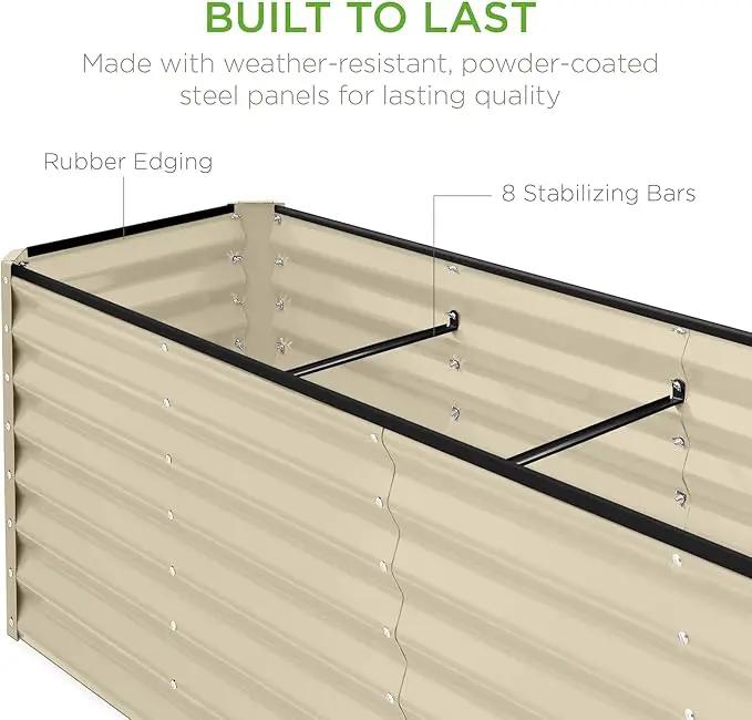 Best Choice Products 8x2x2ft Outdoor Metal Raised Garden Bed, Rectangular Deep Root Planter Box for Vegetables, Flowers, Herbs, and Succulents w/ 239 Gallon Capacity - Beige by GreenHaven Gardens