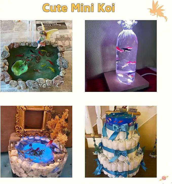 ZENFUN 50 Packs Mini Koi Fish, Cute Miniature Fish Fake Mini Fish Set, Plastic Small Koi Fish, Tiny Fish Model Bulk for Ornament Supplies, Cake Decoration, Fish Tank DIY, Fairy Garden Supplies by GreenHaven Gardens