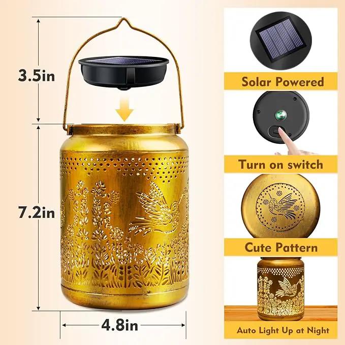 Hyrion Hummingbird Solar Lanterns Outdoor Waterproof Metal Hanging Lights, Garden Decor Gifts for Women, Mom, Grandma Solar Decorations for Yard, Patio, Backyard, Porch, Lawn, Tabletop, Walkway by GreenHaven Gardens