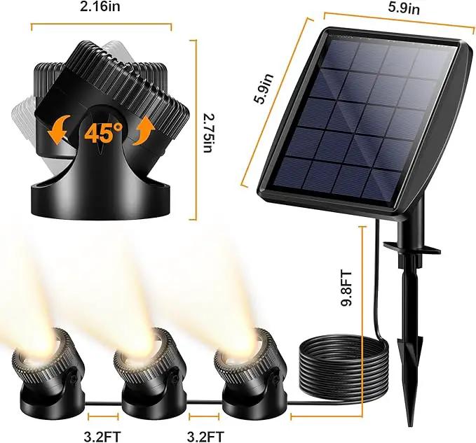 POPOSOAP Solar Pond Lights, 3-in-1 Warm White Underwater Pond Lights, IP68 Waterproof LED Landscape Spotlights for for Pond, Garden, Patio, Fountain, Pool, Waterfall Decoration(3 Head Lamp) by GreenHaven Gardens