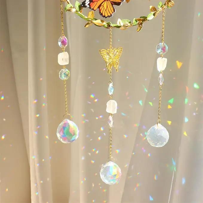 Suncatcher - Moon Crystal Sun Catcher Window Hanging, White Stone Good Luck Charms Gifts for Women Chrismas Thanksgiving Birthday Crystal by GreenHaven Gardens