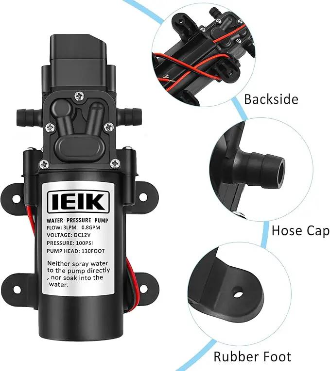 12 Volt Diaphragm Pump 3LPM 0.8 GPM 100PSI Self Priming Sprayer Pump 12V DC Fresh Water Pump Water Pressure Switch for RV Camper Marine Boat Lawn (30W) by GreenHaven Gardens