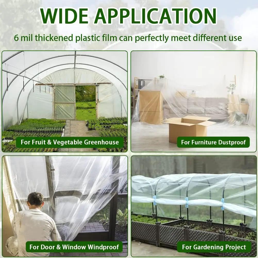 6 mil Greenhouse Plastic Film Sheeting Cover 25 x 40 Ft UV Resistant Clear Polyethylene Film Green House Hoop Farm Plastic Cover for Gardening, Farming, Agriculture by GreenHaven Gardens