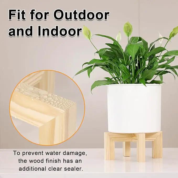 Plant Stand, Indoor/Outdoor Wood Plant Holder, Single Flower Pot Stand, Sturdy Planter Stand, Fit 5-9 Inch Pots by GreenHaven Gardens