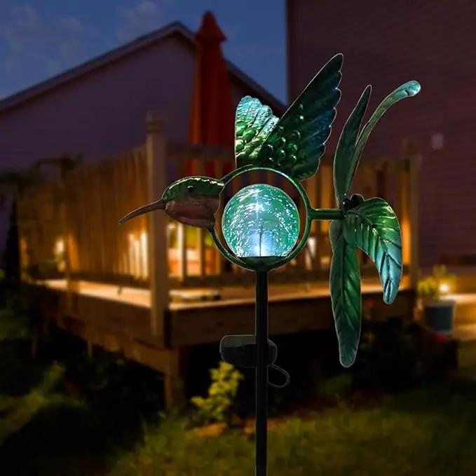 Solar Lights Outdoor Garden Hummingbird Solar Garden Stakes Light Decorative Wind Spinner Pathway Light for Yard Decor Green by GreenHaven Gardens
