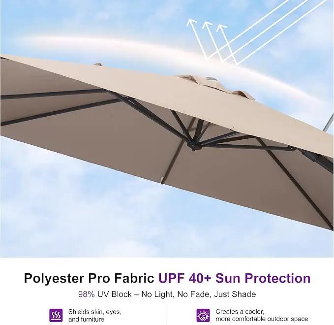 PURPLE LEAF 10' X 6.5' Left-right Tilting Outdoor Patio Umbrella Swivel Offset Cantilever Heavy Duty Rectangle Aluminum Umbrella with UV Resistant for Deck Pool Patio Backyard, Sand Dune by GreenHaven Gardens