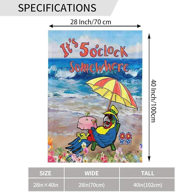 It'S 5 O'Clock Somewhere Garden Flag 28x40 Inch Outdoor Decoration Banner Spring Summer Tropical Beach House Flags Yard Farmhouse Garden Deco Indoor Sign, Colour 1-1 by GreenHaven Gardens
