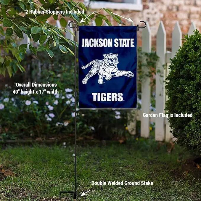 College Flags & Banners Co. Jackson State Tigers Garden Flag with Pole Stand Holder by GreenHaven Gardens