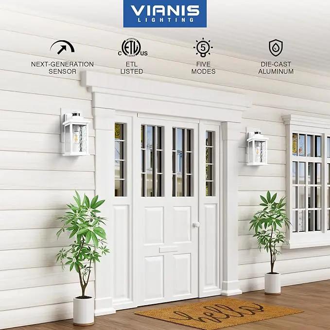 VIANIS Large Adjustable Sensitivity Motion Sensor Exterior Porch Lights, White Dusk to Dawn Outdoor Lighting, Anti-Rust Waterproof Front Porch Light for Garage, Front Door by GreenHaven Gardens