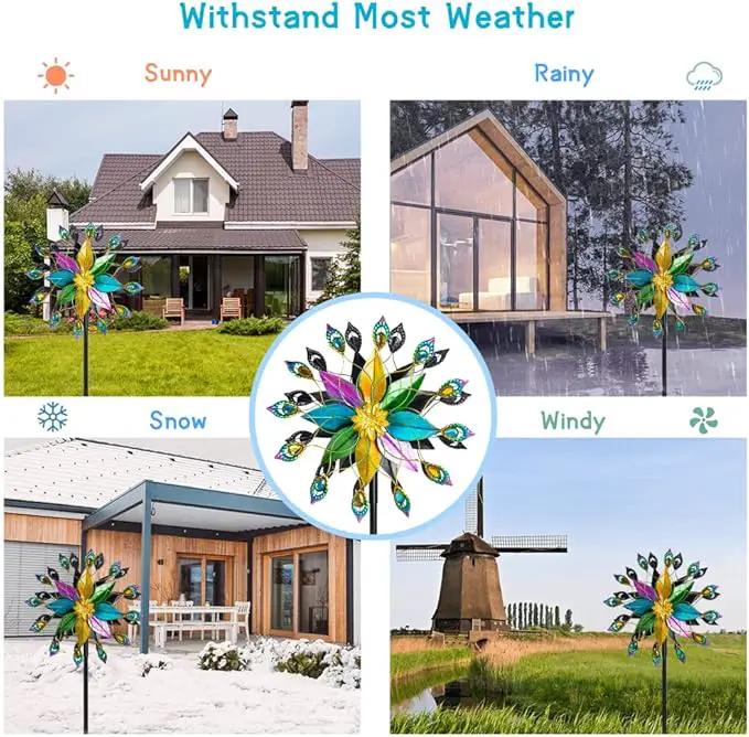DREAMYSOUL Outdoor 360 Degree Wind Spinner, Metal Wind Spinners for Yard and Garden Large Wind Sculpture Garden Decor (66 * 16 Inches) by GreenHaven Gardens