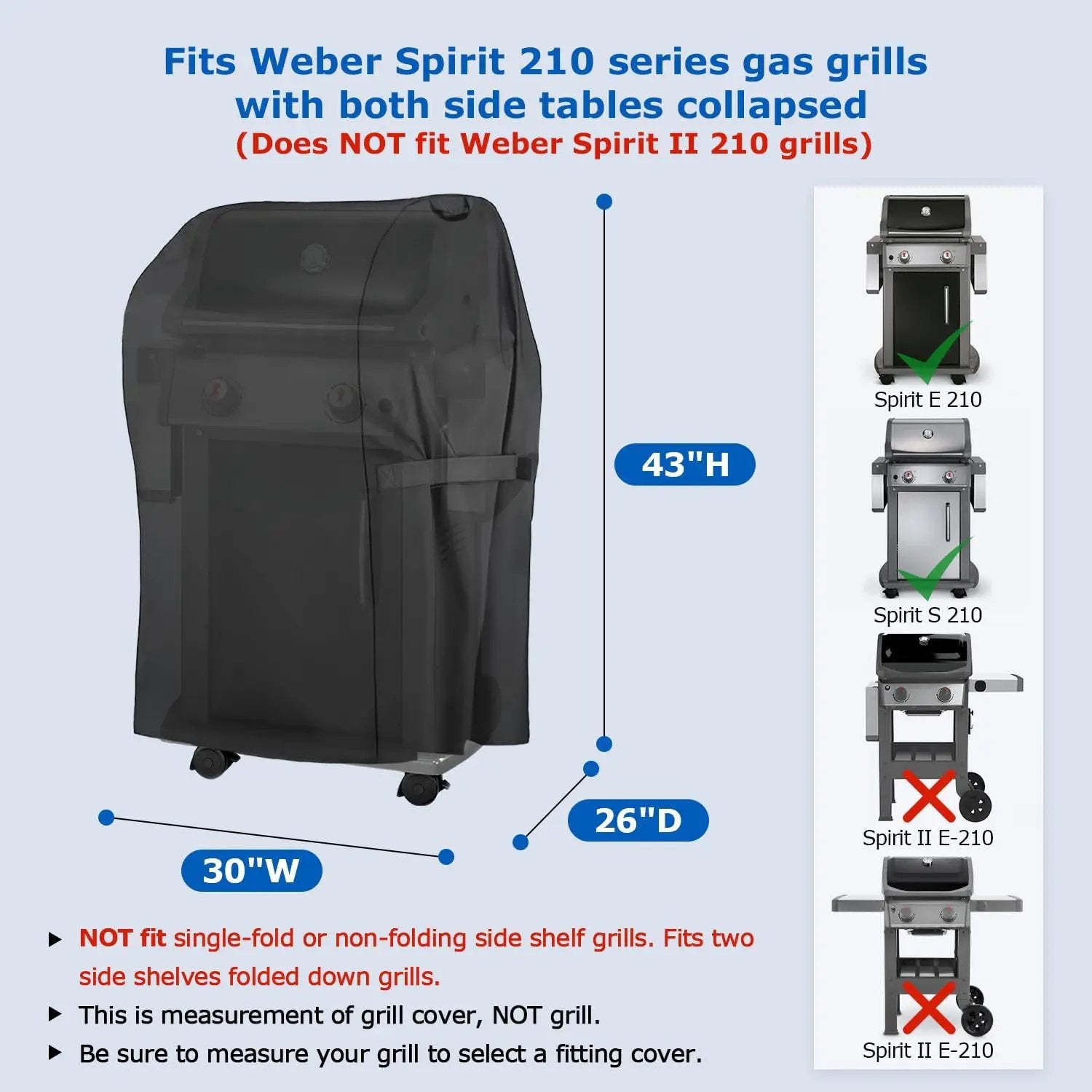 SunPatio 2 Burner Grill Cover 30 Inch, Heavy Duty Waterproof Small BBQ Cover Compatible for Weber Spirit 210 Series, Charbroil, Kenmore Grills, Compared to Weber 7105 (Not Fit for Spirit II E-210) by GreenHaven Gardens