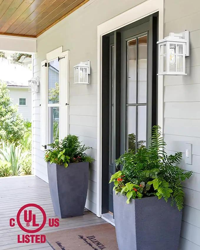 White Outdoor Light Fixture, 2 Pack Dusk to Dawn Exterior Lighting Fixtures, Anti-Rust Porch Lights, Dusk to Dawn Outdoor Lighting for House, Garage, Garden, Entryway, Doorway by GreenHaven Gardens