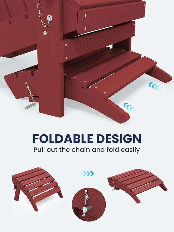 KINGYES Folding Adirondack Ottomans Set of 2 for Adirondack Chair, Red by GreenHaven Gardens