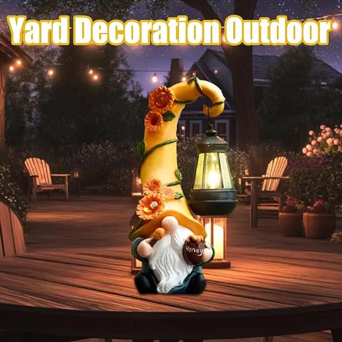 Twinbling12 Solar Sunflower Gnome Garden Statues Honey Bee jar Decor with LED Lantern Outdoor Summer Gnomes Decorations Patio Yard Balcony Art Gifts for Women Mom Grandma by GreenHaven Gardens