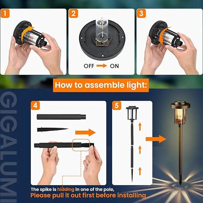 GIGALUMI Solar Pathway Lights Outdoor, 8Pack Gardening Light IP65 Waterproof Landscape Lighting for Yard and Walkway, Garden Decorations for Outside Patio Porch, Warm White by GreenHaven Gardens