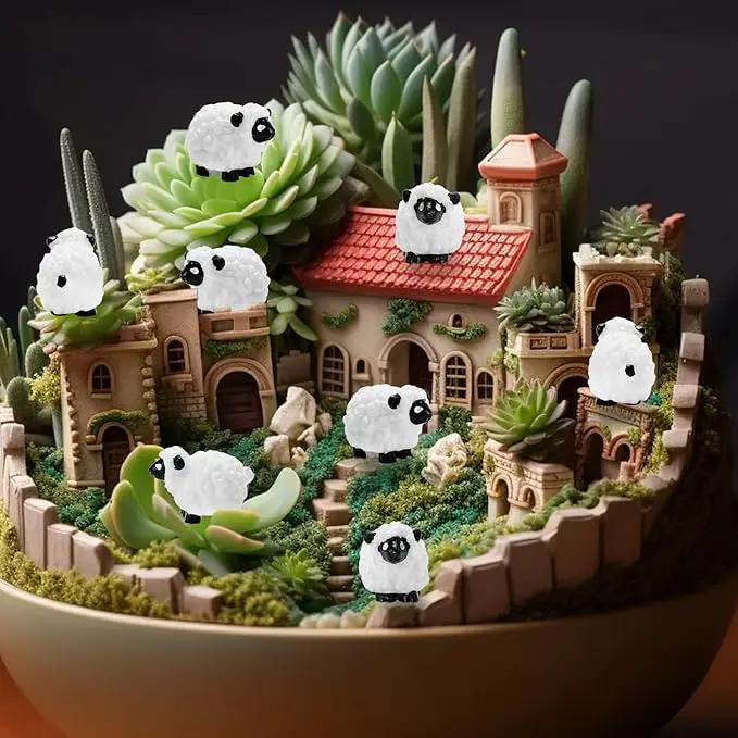 Bbiamsleep 105 Pcs Mini Sheep Figurines Miniature Sheep Tiny Sheep Mini Plastic Sheep Mini Resin Figurine for Fairy Garden Micro Landscape Decor Cake Topper by GreenHaven Gardens