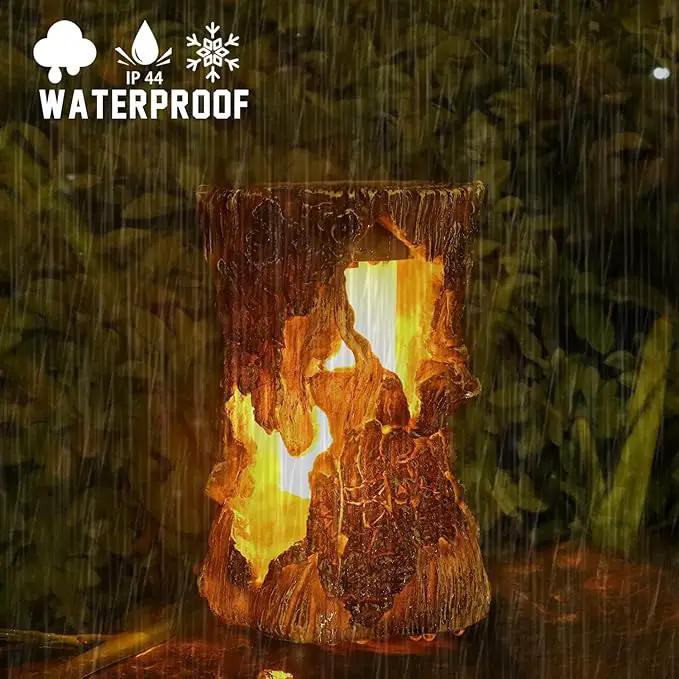 pearlstar Solar Lanterns Outdoor Tree Stump Fire Flame Light Halloween Decorative Solar Powered Lantern Waterproof Decor for Patio Garden Yard Pathway Lawn Deck,2PACK by GreenHaven Gardens
