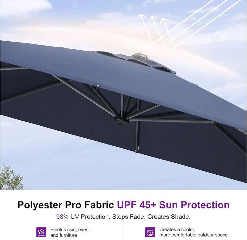 PURPLE LEAF 9 Feet Patio Umbrella Outdoor Cantilever Square Umbrella Aluminum Offset Umbrella with 360-degree Rotation for Garden Deck Pool Patio, Navy Blue by GreenHaven Gardens