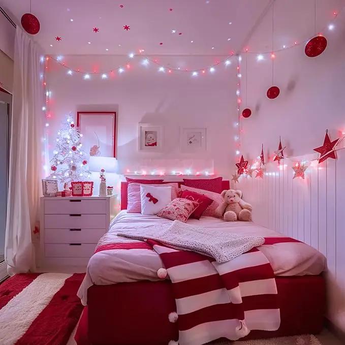 JMEXSUSS 400 LED Red and White String Lights Outdoor, 8 Modes Christmas String Lights Outdoor,132ft LED Lights Plug in for Christmas Tree Party Decorations by GreenHaven Gardens