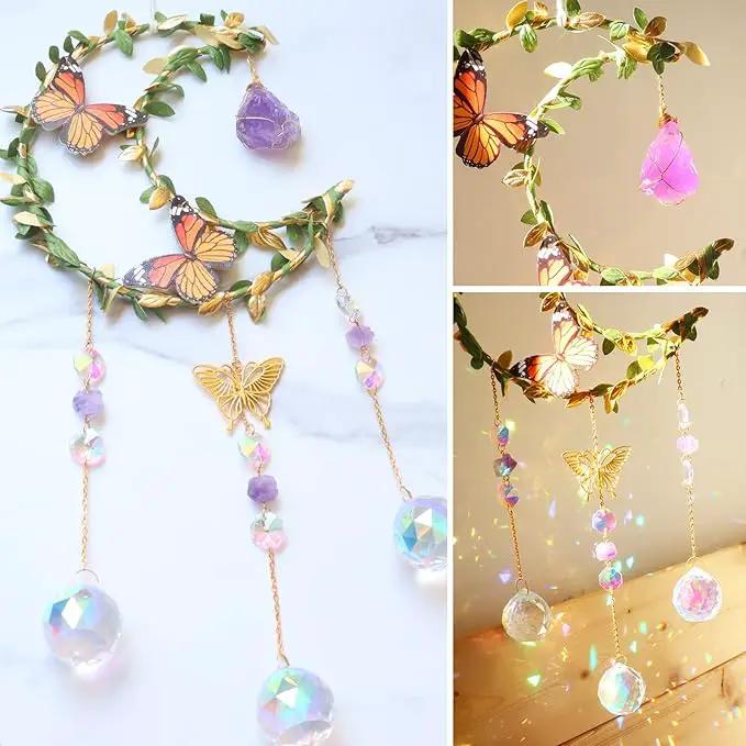Suncatcher - Amethyst Moon Crystal Sun Catcher Window Hanging, Good Luck Charms Gifts for Women Chrismas Thanksgiving Birthday Crystal by GreenHaven Gardens
