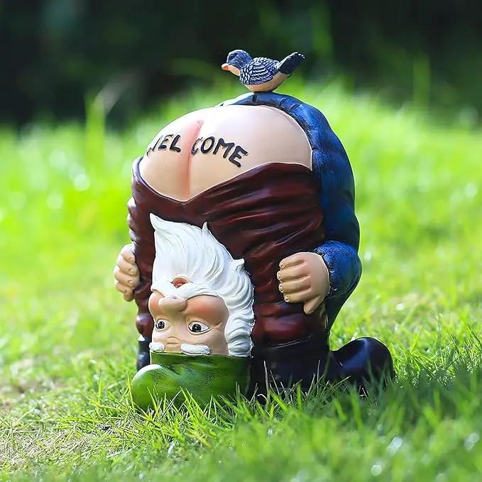 Garden Gnomes Outdoor Funny Welcome Gnomes Outdoor Statue Garden Gnome Figurine for Lawn Patio Yard Decoration Christmas Garden Gifts by GreenHaven Gardens