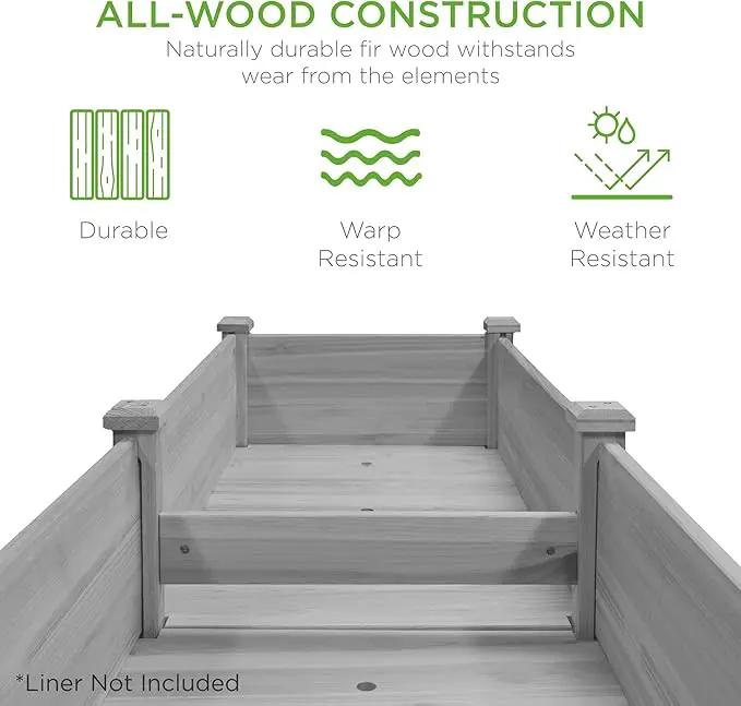 Best Choice Products 72x23x30in Raised Garden Bed, Elevated Wood Planter Box Stand for Backyard, Patio, Balcony w/Divider Panel, 6 Legs, 300lb Capacity - Gray by GreenHaven Gardens