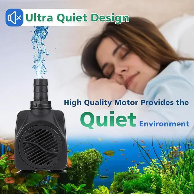 400GPH Submersible Water Pump, 25W Adjustable Ultra Quiet Fountain Pump with 4 Nozzles 6.8ft High Lift for Aquarium, Fish Tank, Pond, Waterfall, Outdoor, Hydroponics by GreenHaven Gardens