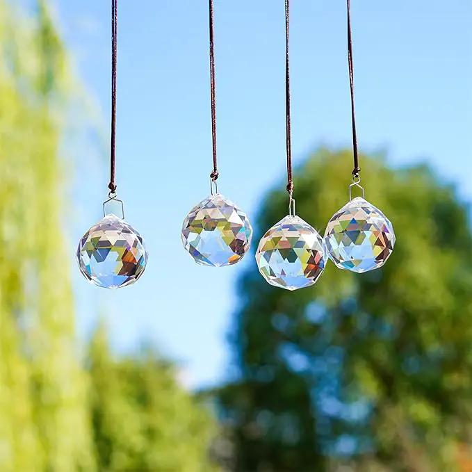 HDCRYSTALGIFTS 4 Pack 40MM Clear Crystal Prism Ball Suncatchers Rainbow Pendants Maker, Hanging Crystals Chandelier Prisms for Windows Home Decoration by GreenHaven Gardens