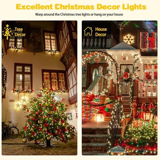 2-Pack Solar String Lights for Outside, Total 400 LED Solar Christmas Lights Outdoor Waterproof, Green Wire Solar Tree Light with 8 Lighting Modes for Xmas Wedding Party Garden Decoration(Warm White) by GreenHaven Gardens