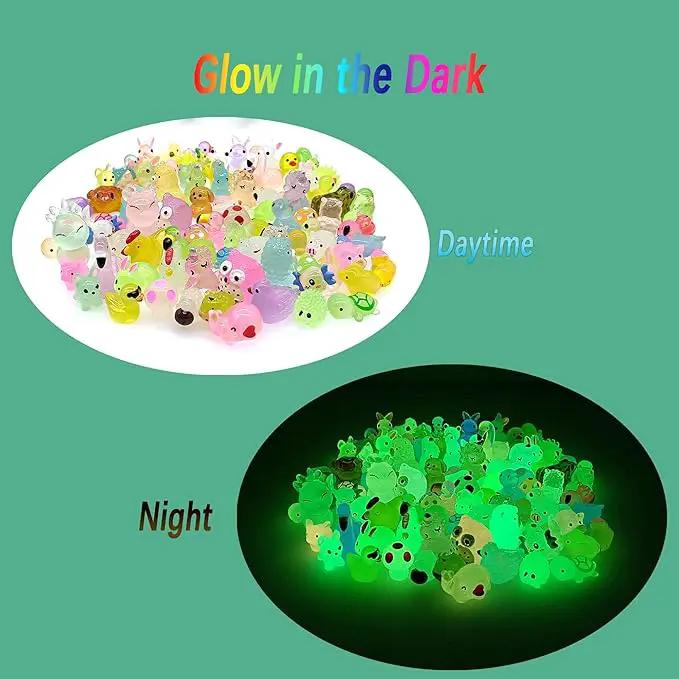Luminous Woodland Mini Resin Animals Figures 100 Pcs Glow in The Dark Tiny Plastic Animals Small Little Miniature Animals Figurines for Hiding Miniature Fairy Garden Accessories by GreenHaven Gardens