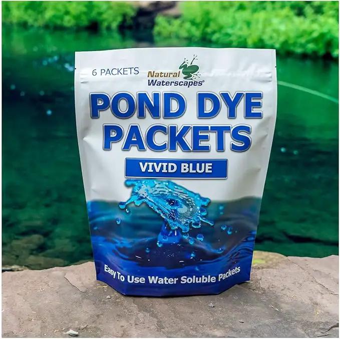Vivid Blue Pond Dye Packets - 6 Water Soluble Packs of Lake Dye Treatment by GreenHaven Gardens