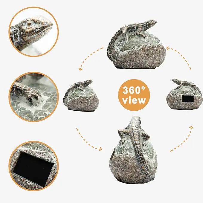 Garden Statue Lizard,Solar Lizard Decor for Outdoor,Resin Lizards Figurine with Solar Light for Patio,Balcony,Yard,Lawn Ornament,Perfect Garden Gift by GreenHaven Gardens
