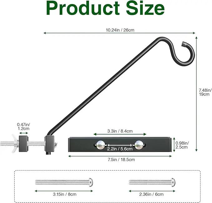 12-Inch 2 Pack Deck Bird Feeder Hanger for Railing, Outdoor Decor Plant Hanger, Swivel Balcony Railing Hook - 22LB Capacity - for Hanging Plants, Bird Feeders, Lanterns, Wind Chimes by GreenHaven Gardens