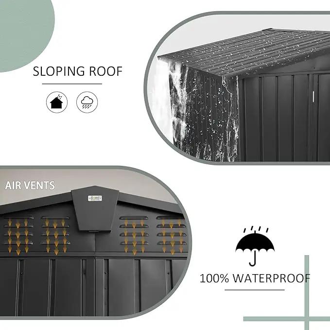 Domi Outdoor Storage Shed 8.2' x 6.2', Metal Steel Utility Tool Shed Storage House with Double Lockable Doors & Air Vent for Backyard Garden Patio Lawn by GreenHaven Gardens