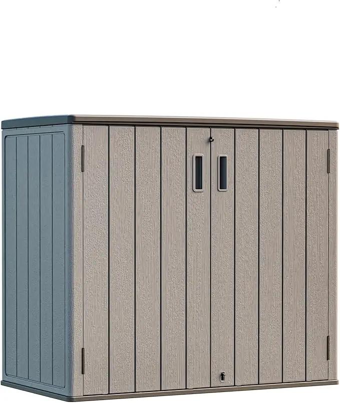HOMSPARK 37 Cu.Ft Outdoor Storage Shed Weather Resistant, Multi Functional | Double-Wall Resin Storage Sheds & Outdoor Storage Box Waterproof for Backyard Garden Patio Lawn (Shallow Coffee) by GreenHaven Gardens