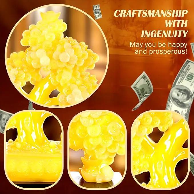 FENGSHUI-CAISHEN Top Resin Money Tree, Artificial Bonsai Tree, Handcrafted, Premium Quality, Feng Shui Gift for Abundance Luck and Success (Yellow) by GreenHaven Gardens