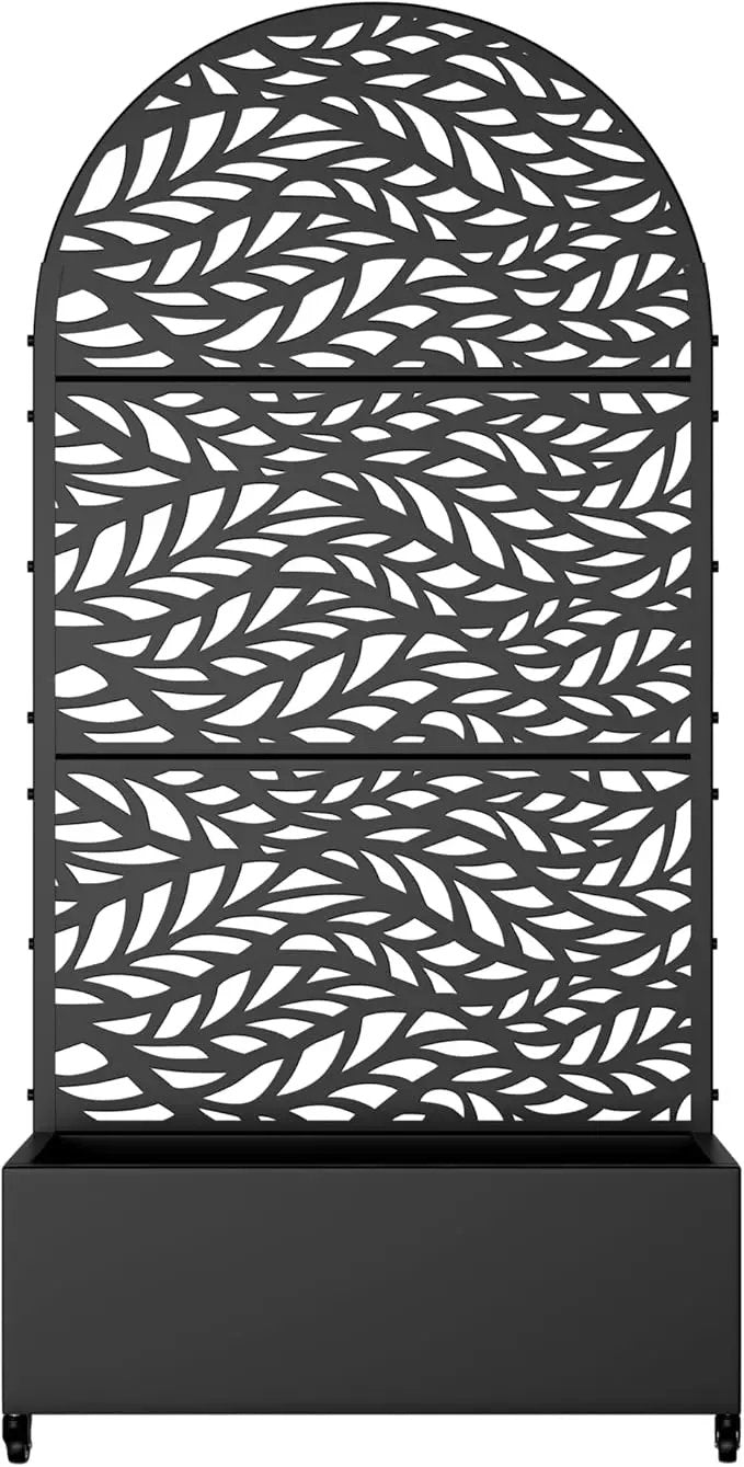 Casaphoria Metal Raised Garden Bed with Trellis and Wheels, 72"x35"x16" Planter Box for Climbing Plants, Vegetables & Vines, Features Drainage Holes and Privacy Screen (Black-Spring) by GreenHaven Gardens