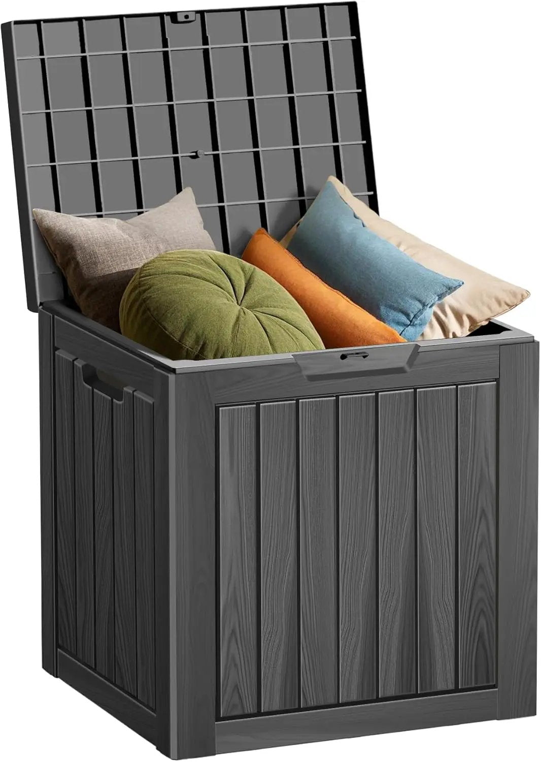35 Gallon Resin Deck Box, Waterproof Outdoor Storage Bin for Patio, Poolside, and Garden, Lockable & UV-Resistant, Ideal for Small Spaces, Black by GreenHaven Gardens