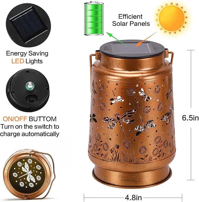 Solar Lanterns Outdoor Waterproof Dragonfly Garden Decor Gifts for Women Mom Grandma Hanging Solar Lights Metal Solar Decoration Outside for Yard, Patio, Backyard, Porch by GreenHaven Gardens