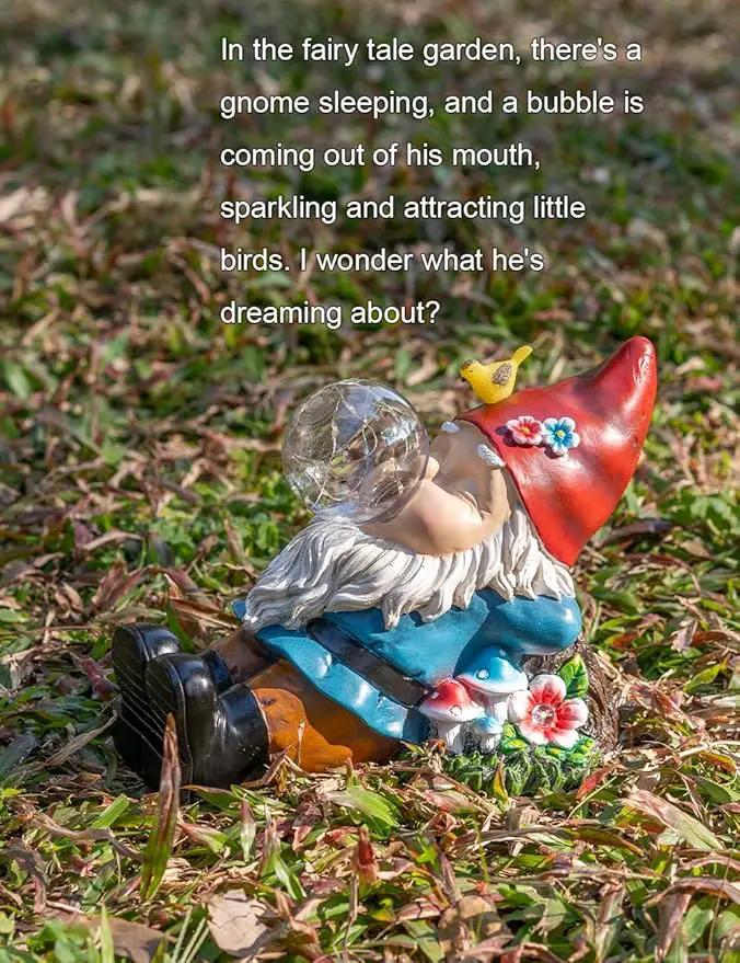 Solar Garden Statue Gnome Figurine Lights, Funny Sleepy Gnomes Dreaming, Outdoor Garden Decorations for Patio Porch，Gifts for Women Mum by GreenHaven Gardens